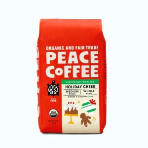 Peace Coffee Holiday Cheer Medium Roast Whole Bean Coffee 12 oz.
