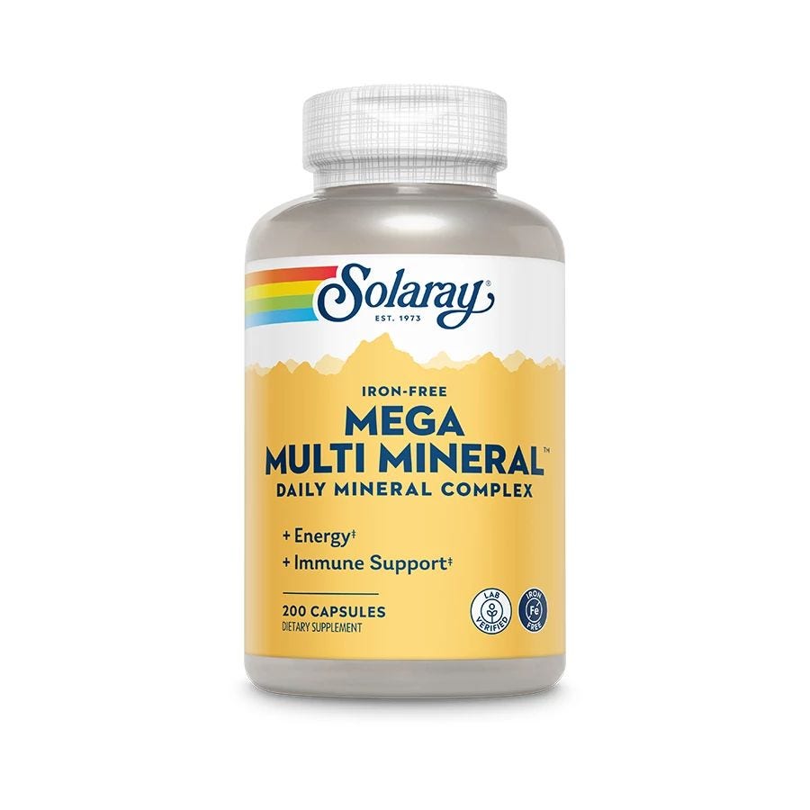 Solaray Mega Multi Mineral Iron-Free Daily Mineral Complex 200 VegCaps