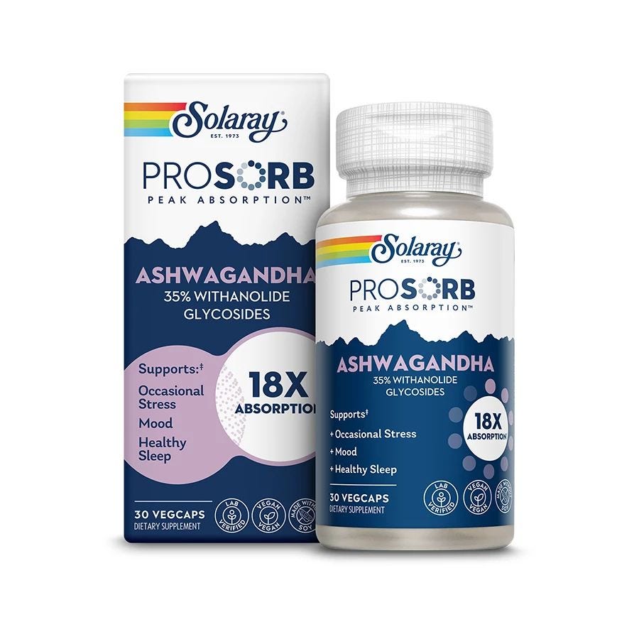 Solaray ProSorb Ashwagandha 35% Withanolide Glycosides 30 VegCaps