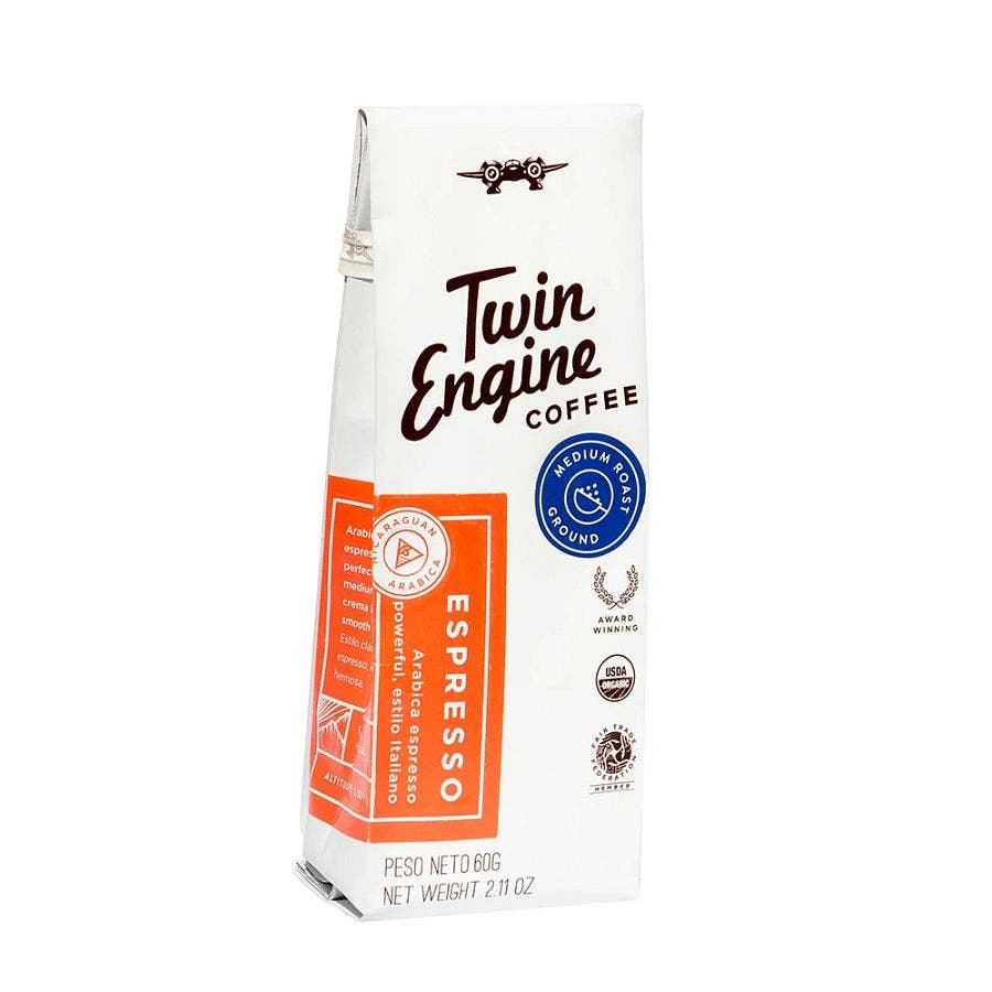 Twin Engine Coffee Espresso Medium Ground Coffee Traveler 2.11 oz.