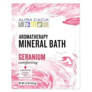 Aura Cacia Comforting Geranium, Aromatherapy Mineral Bath, 20.5 oz. packet