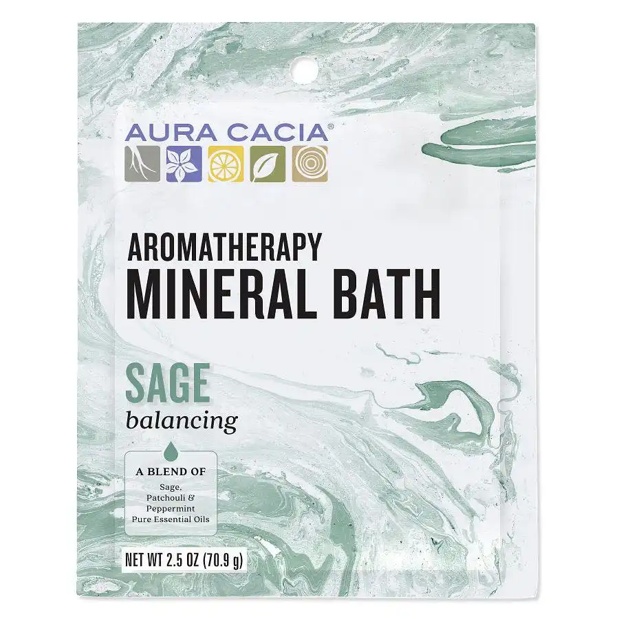 Aura Cacia Aromatherapy Mineral Bath Sage 20.5 oz. packet
