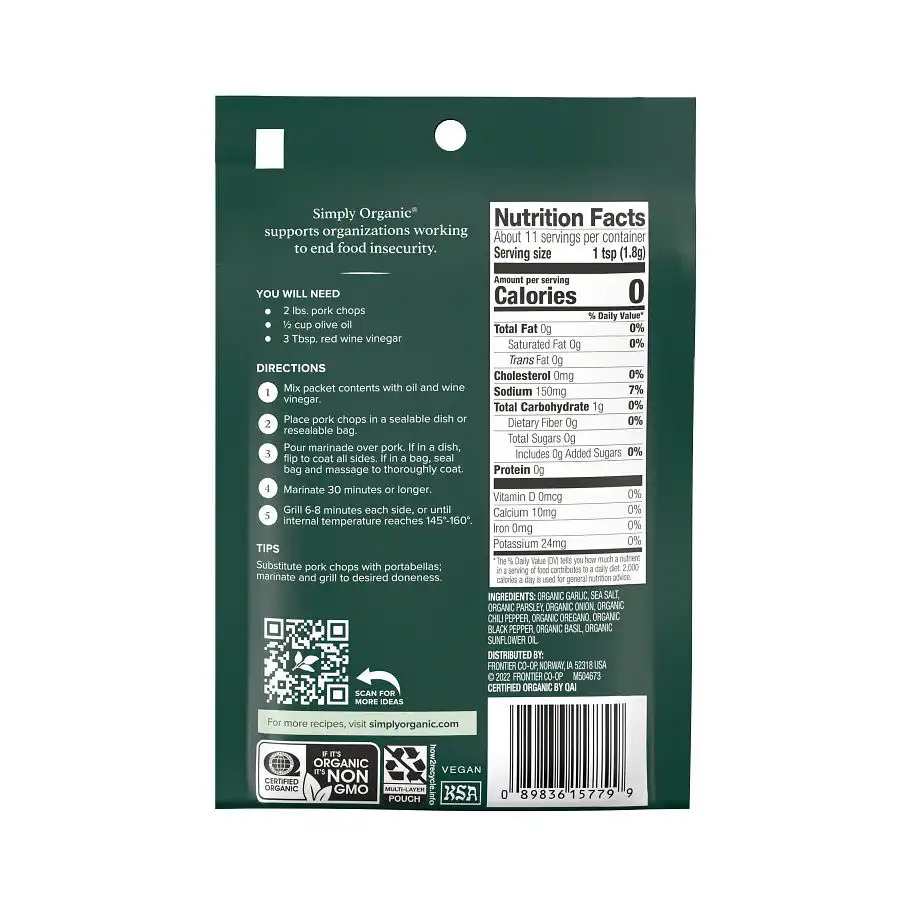 Simply Organic Chimichurri Marinade Mix .71OZ - Image 2