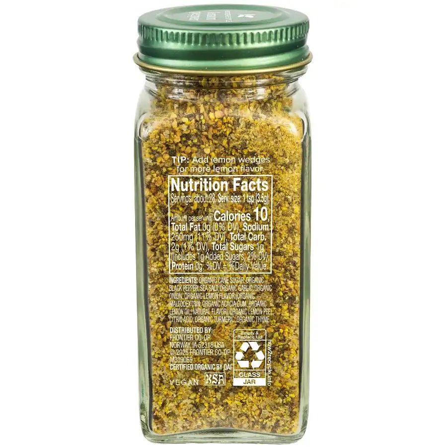Simply Organic Lemon Pepper Rotisserie Style Seasoning 3.42 oz. - Image 2