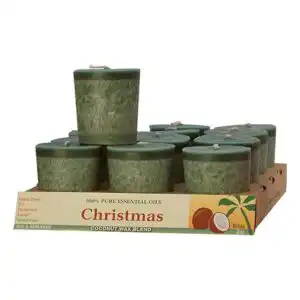 Aloha Bay Christmas Green Votive Candles 12-count
