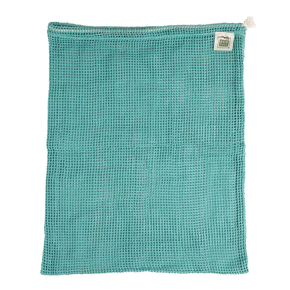 EcoBags Washed Blue Drawstring Net Reusable Bags 12 x 15