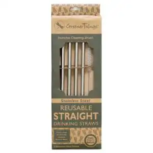 Greener Things Straight Stainless Steel Straws 4 pack