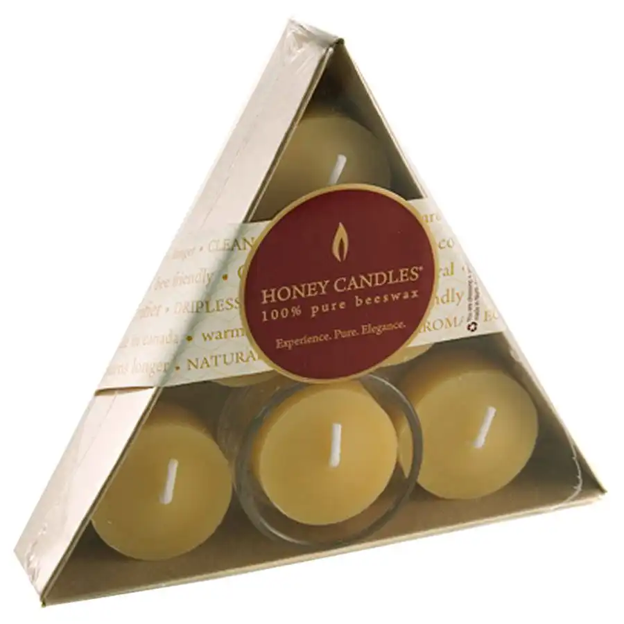 Honey Candle Co. Beeswax Tea Lights with Glass Holder