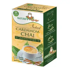 Nature’s Guru Instant Chai Cardamom Chai Unsweetened 10 powder packets unless noted