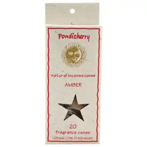 Pondicherry Natural Amber Incense Cones 20 count