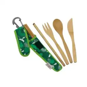 To-Go Ware Premium Utensil Set Green Tropics Print