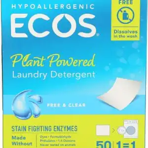 ECOS  NEXT Liquidless Laundry Detergent, Free & Clear 50 Squares