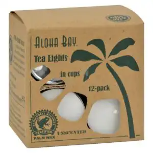 Aloha Bay Palm Wax Tea Lights with Aluminum Holder – 12 Candles