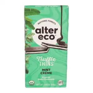 Alter Eco Organic Mint Creme Truffle Thins Dark Chocolate Bar 2.96 oz.