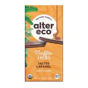 Alter Eco Organic Salted Caramel Truffle Thins Dark Chocolate Bar 2.96 oz