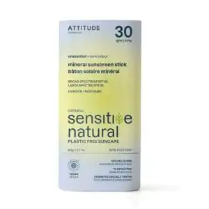 Attitude Sunly Oatmeal Sensitive Natural SPF 30 Mineral Sunscreen Stick 2.1 oz.