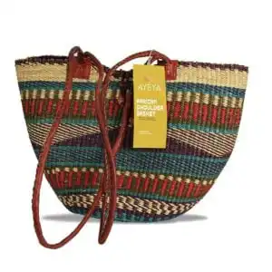 Ayeya Handwoven Grass Shoulder Bag 12″ x 10″