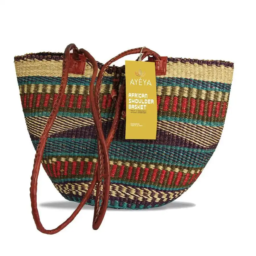 Ayeya Handwoven Grass Shoulder Bag 12" x 10"