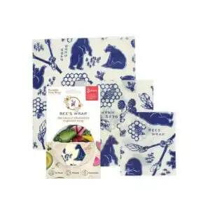 Bee’s Wrap Bees & Bears Organic Cotton Beeswax Wraps Assorted Sizes 3-pack