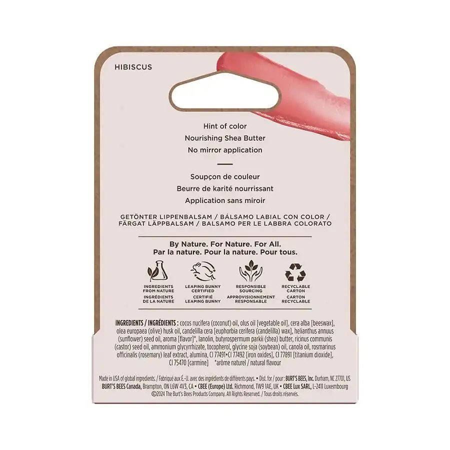 Burt's Bees Hibiscus Tinted Lip Balm 0.15 oz. blister box - Image 2