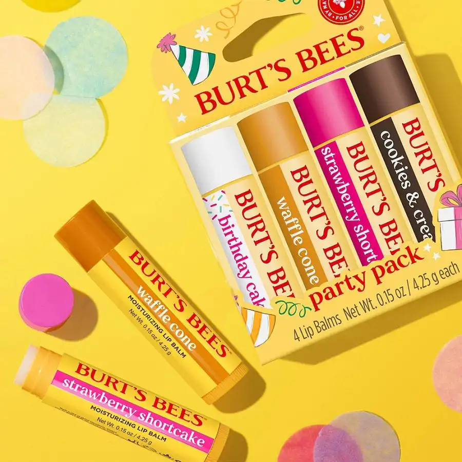 Burt's Bees Party Pack Lip Balms 4 (0.15 oz.) tubes in blister box - Image 3