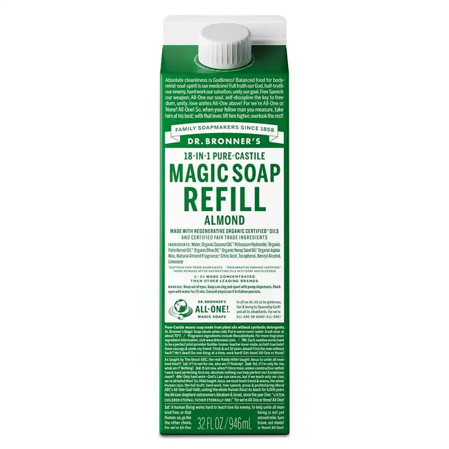 Dr. Bronner's Almond Soap Refill Carton 32 fl. oz.