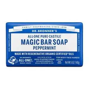Dr. Bronner’s Peppermint Castile Bar Soap 5 oz. Dr. Bronner’s Peppermint Castile Bar Soap 5 oz.
