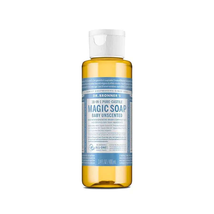 Dr. Bronner's 18-in-1 Pure Castile Baby Unscented Magic Soap 3.4 fl. oz.