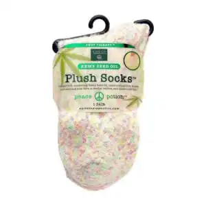 Earth Therapeutics Peach Confetti Hemp Seed Oil Plush Socks