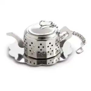 Harold Import Co Stainless Steel Teapot with Caddy Tea Infuser Harold Import Co Stainless Steel Teapot with Caddy Tea Infuser