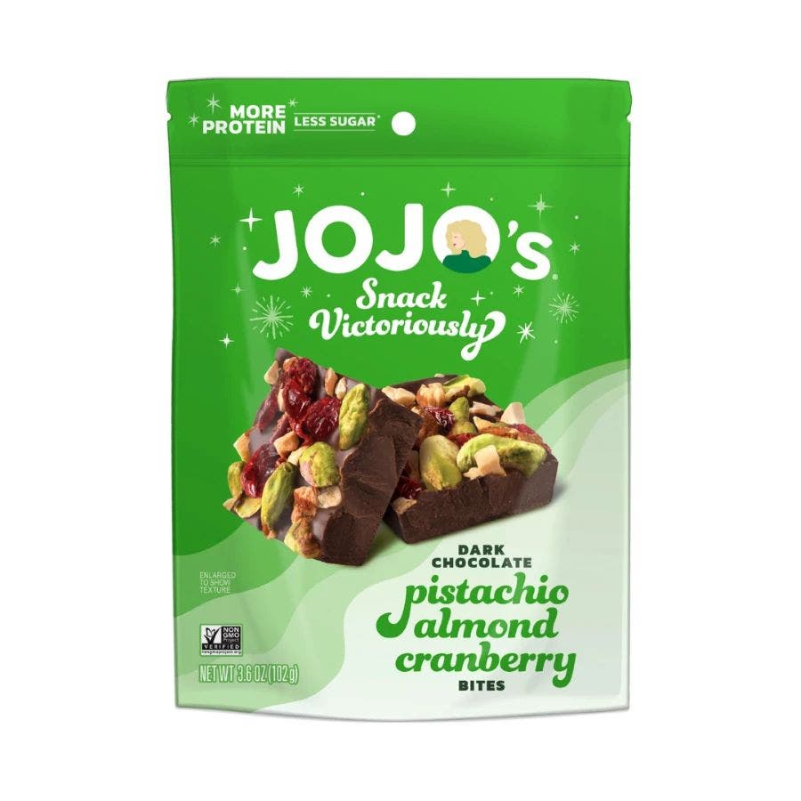 Jojo's Dark Chocolate Pistachio Almond Cranberry Filled Bites 3.6 oz.