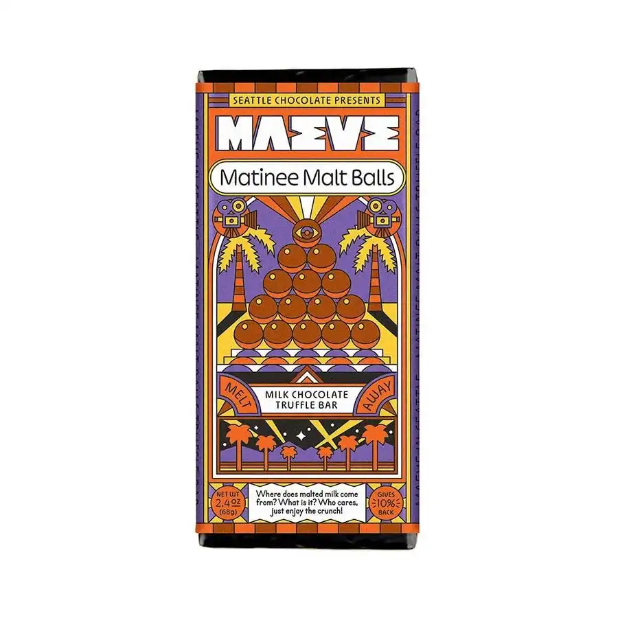 Maeve Matinee Malt Balls Milk Chocolate Truffle Bar 2.4 oz.