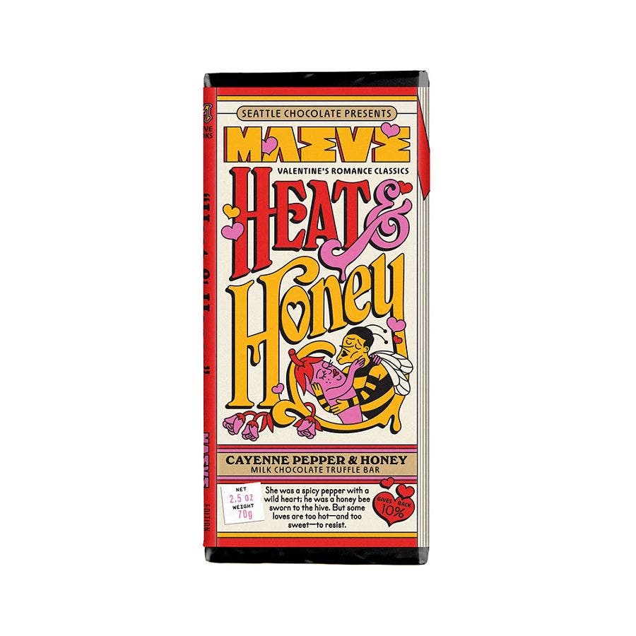 Maeve Chocolate Valentine's Heat & Honey Chocolate Truffle Bar 2.5 oz.