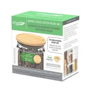 Masontops Regular Mouth Timber Top Bamboo Storage Lid 3 count