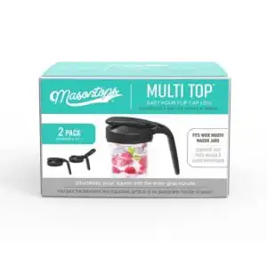 Masontops Wide Mouth Black Multi-Top Pitcher Lid with Handle 2 count Masontops Wide Mouth Black Multi-Top Pitcher Lid with Handle 2 count
