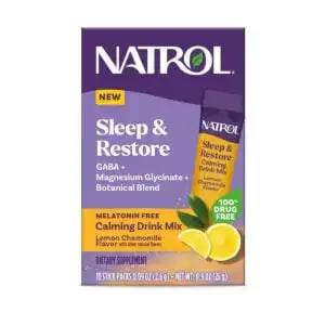 Natrol Lemon Chamomile Melatonin-Free Sleep & Restore Calming Drink Mix Powder 10 count
