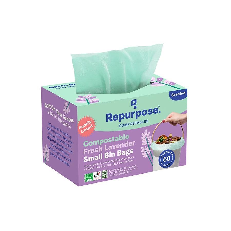 Repurpose Lavender Compostable Small Bin 3 gallon 50 count