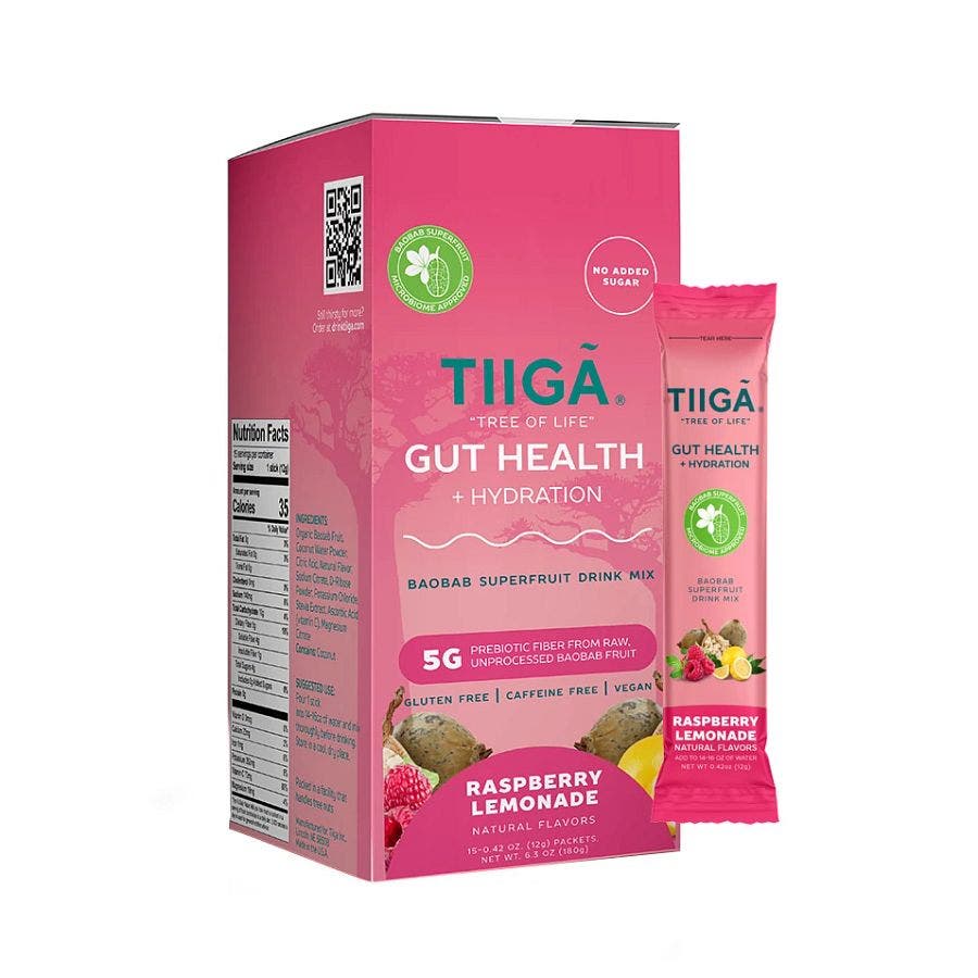 Tiiga Raspberry Lemon Gut Health + Hydration 15 (0.42 oz.) box