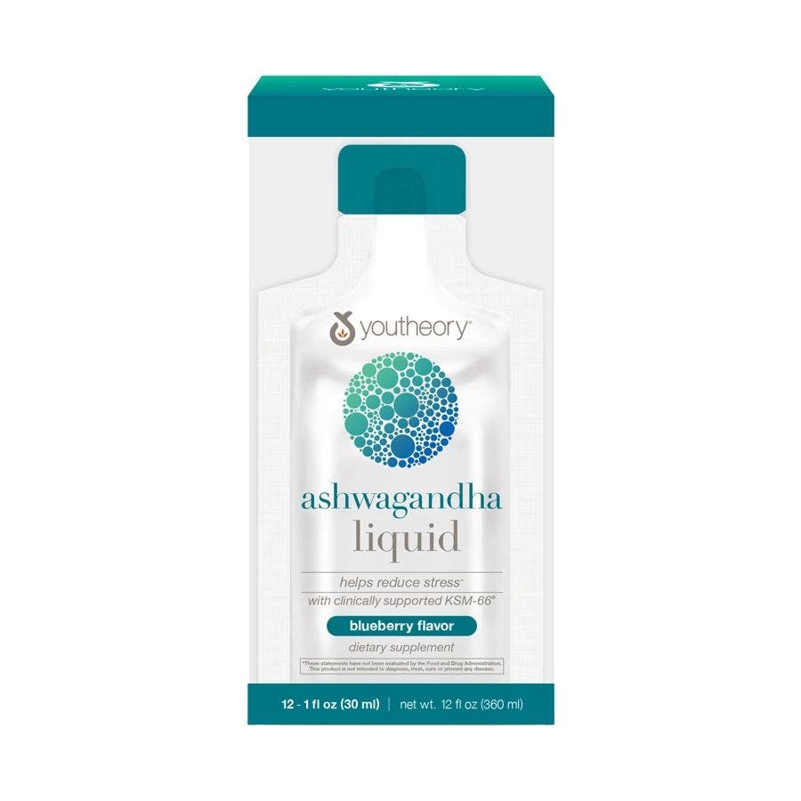 Youtheory Ashwagandha Liquid Blueberry 12 (1 fl. oz.) packets