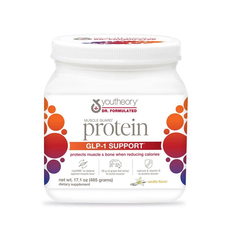 Youtheory GLP-1 Support Muscle Guard Vanilla Protein 17.1 oz.