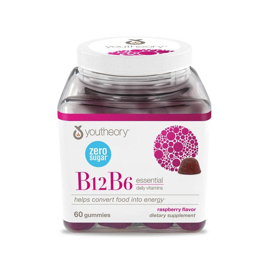 Youtheory Vitamin B12B6 Zero Sugar Raspberry Gummies 60 count