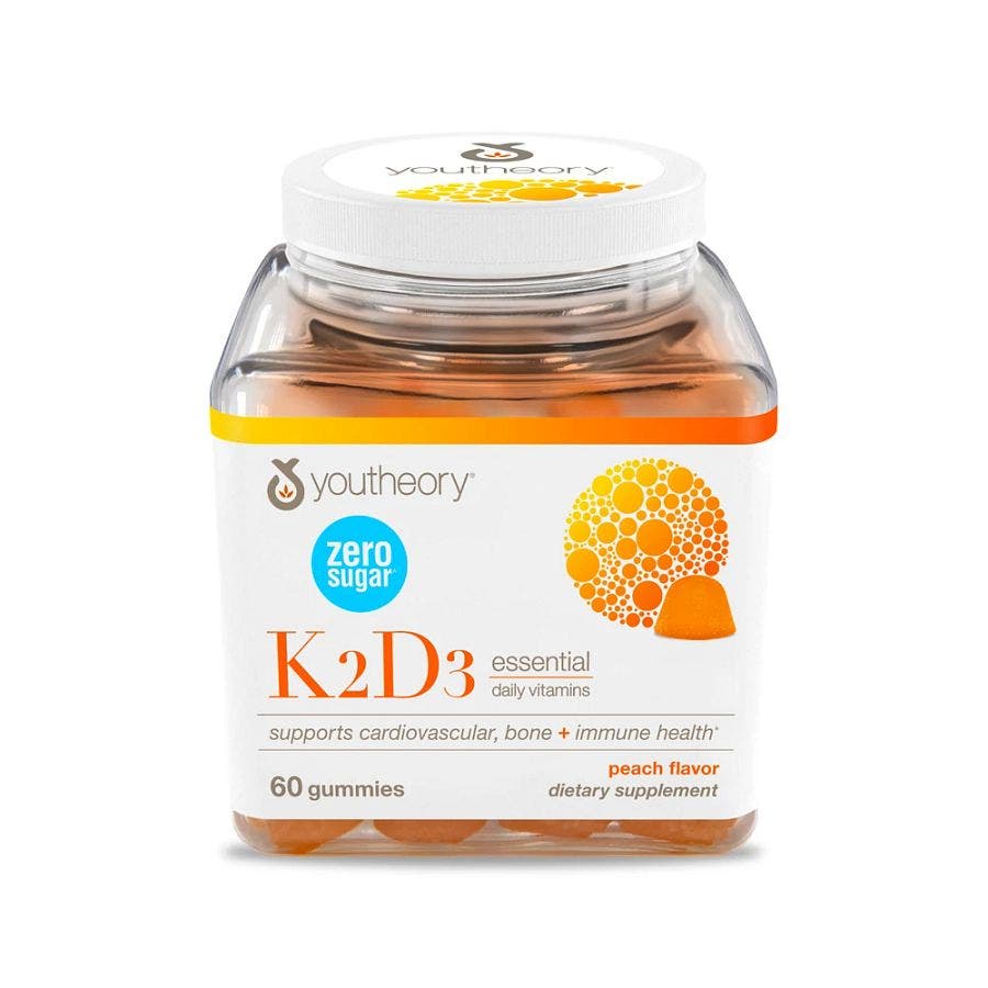 Youtheory Vitamin K2D3 Zero Sugar Peach Gummies 60 count