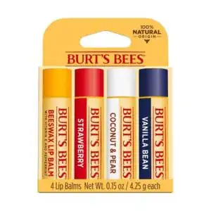 Burt’s Bees Assorted Lip Balms 4 (0.15) oz. tubes in blister box Burt’s Bees Assorted Lip Balms 4 (0.15) oz. tubes in blister box
