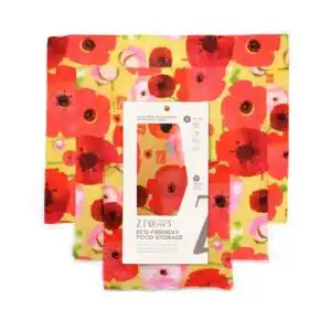 Z Wraps 3-Pack Beeswax Wrap Painted Poppies Print