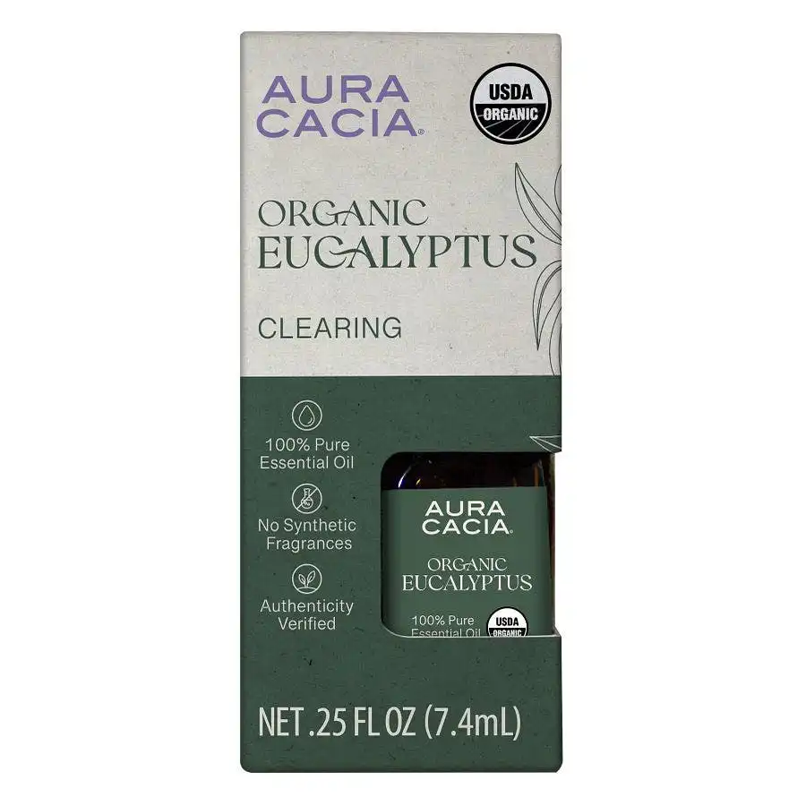Aura Cacia Organic Eucalyptus Essential Oil, Boxed 0.25 fl. oz.