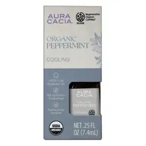Aura Cacia Organic Peppermint Essential Oil Regenerative Organic Certified, Boxed 0.25 fl. oz.