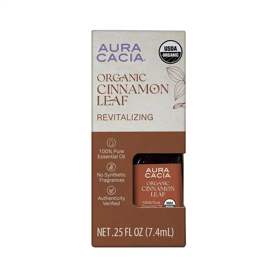 Aura Cacia Organic Cinnamon Leaf Essential Oil, Boxed 0.25 fl. oz.
