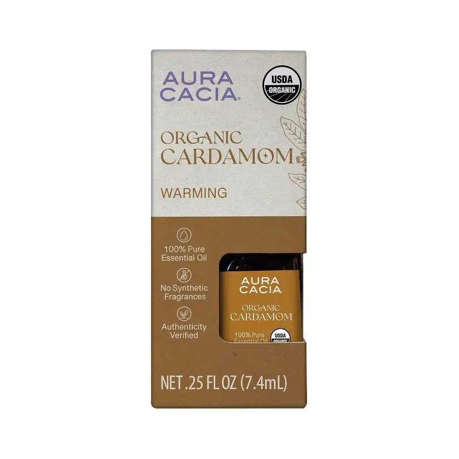 Aura Cacia Organic Cardamom Essential Oil, Boxed 0.25 fl. oz.