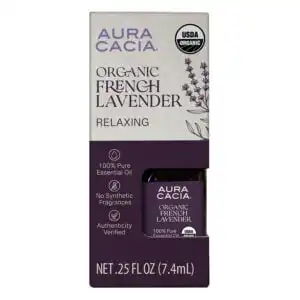 Aura Cacia Organic French Lavender Essential Oil, Boxed 0.25 fl. oz.
