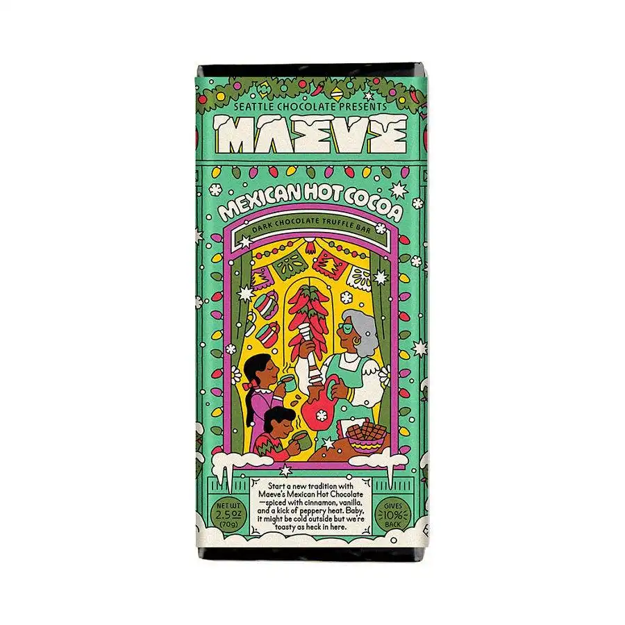 Maeve by Seattle Chocolate Mexican Hot Cocoa Chocolate Truffle Bar 2.5 oz.